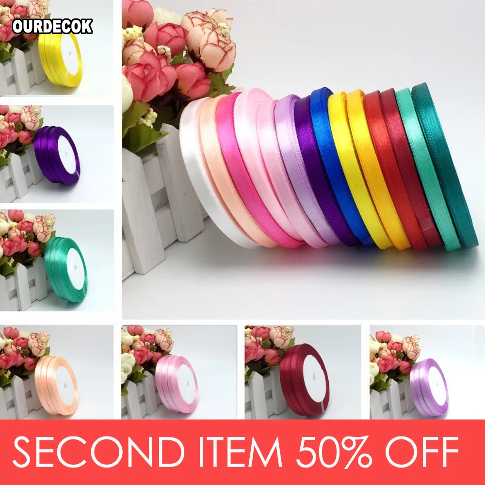 

15 цветов сплошной цвет 1 рулон 25 ярдов 1/4 "(6 мм) однолицевая атласная лента, 25 ярдов/рулон вариант цвета подарок Свадебная Упаковка Декор