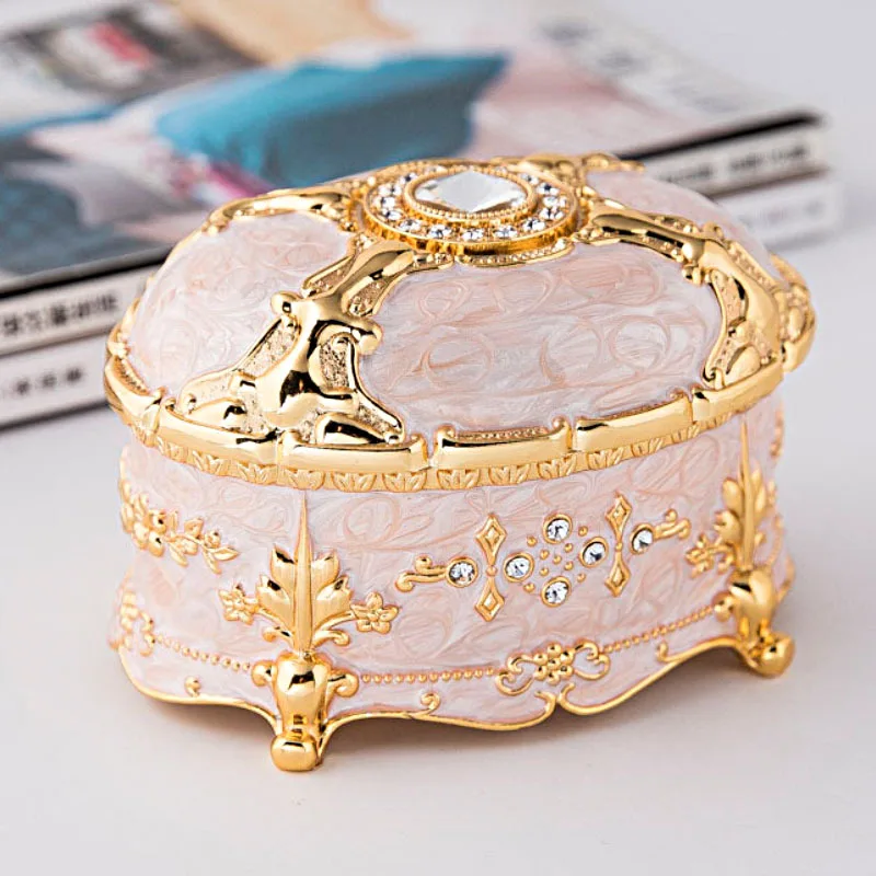 

Органайзер для ювелирных изделий из цинкового сплава, Европейский Креативный Ретро бокс для хранения ювелирных изделий, Овальный Домашний ...