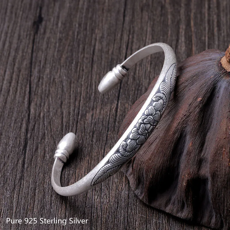 Женский браслет из чистого серебра 925 пробы в этническом стиле кольцо с серыми