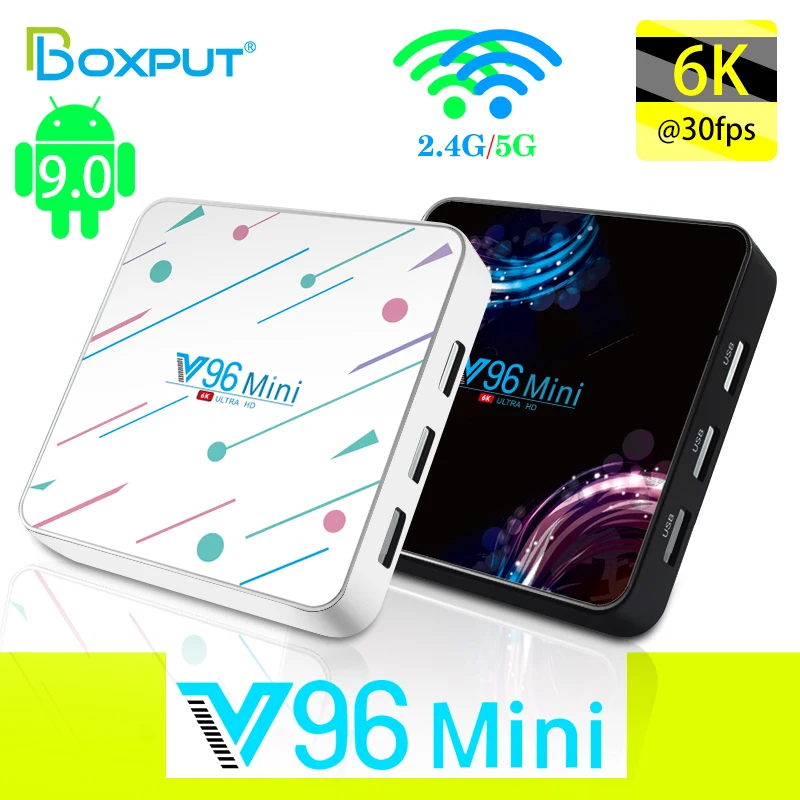 

V96 Мини Android 9,0 Smart TV Box Allwinner H6 6K TVBox, 4 Гб оперативной памяти, 32 Гб встроенной памяти, 128 ГБ Поддержка 2,4G & 5G WI-FI Google плеер Youtube Декодер каналов кабе...