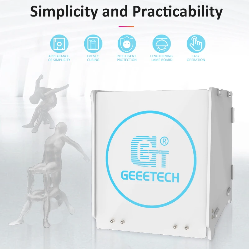 Geeetech-caja de curado UV de 405nm, longitud de onda de curado uniforme con gran espacio de 360 °, 217x204x228mm para usuarios de impresora SLA 3D