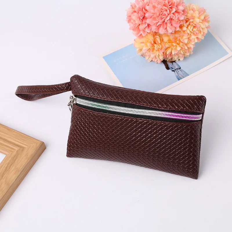Модный женский кожаный кошелек, многофункциональный кожаный кошелек на молнии, кошелек для монет, кошелек для монет, сумочка для ключей - Цвет: Brown