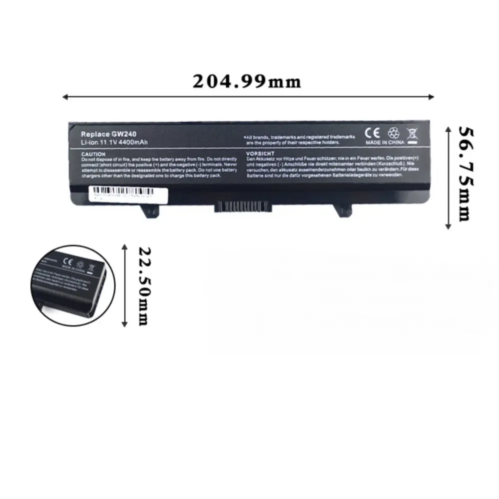 Аккумулятор для ноутбука Dell 312 0633 451 10533 D608H HP277 RN873 UK716 WK381 XR682 XR697 0GW241 0RN873 0UK716 0WK381