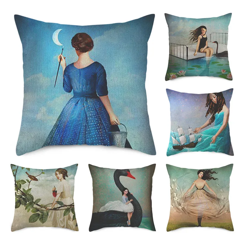 Льняные Наволочки Fuwatacchi красивые женские наволочки для подушек домашнего дивана