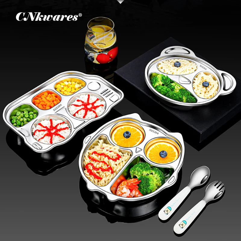 

Creative lunch dinner table plate convenience food tray stainless steel tableware kitchen dishes of food services for children