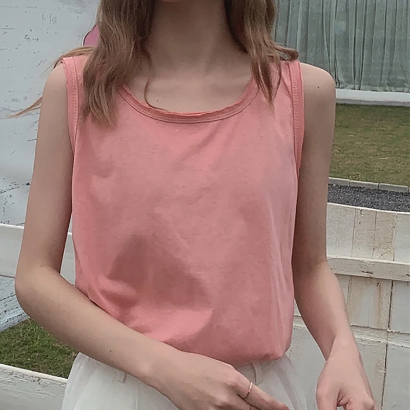 

Summer Style Soft Cotton Women Tank Top Sexy Sleeveless T Shirt Elegant Lady Bottoming Tees Streetwear White Tanks Solid Clothes