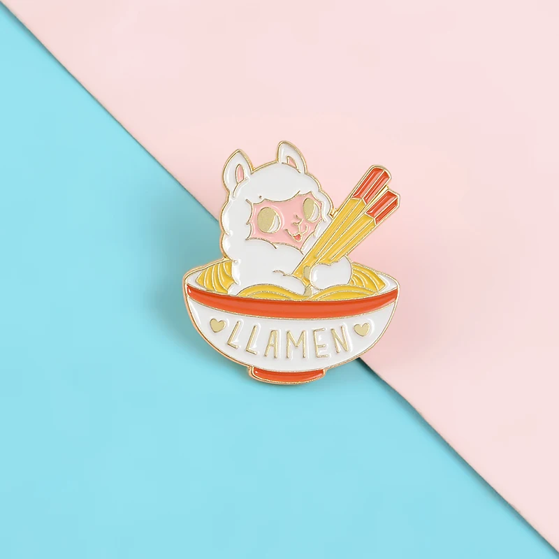Lapel Pin Cartoon Bowl Little Sheep Noodles Enamel Brooch Clothes Badge Jewelry Gift For Friends Kids | Украшения и аксессуары