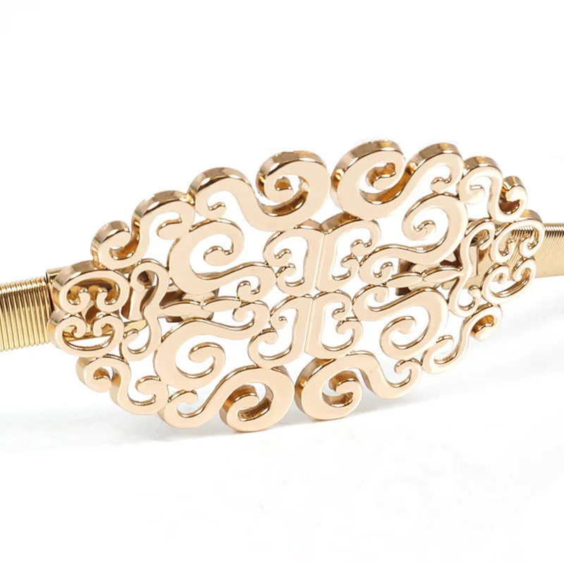 Цветочный Пояс для женщин металлический эластичный пояс с цепочкой модное