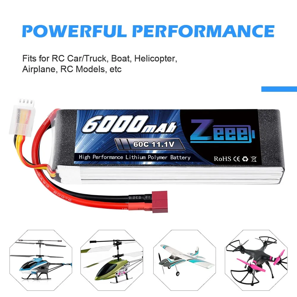 zeee lipo батарея 111 v 6000mah 60c 3s lipo батарея deans вил