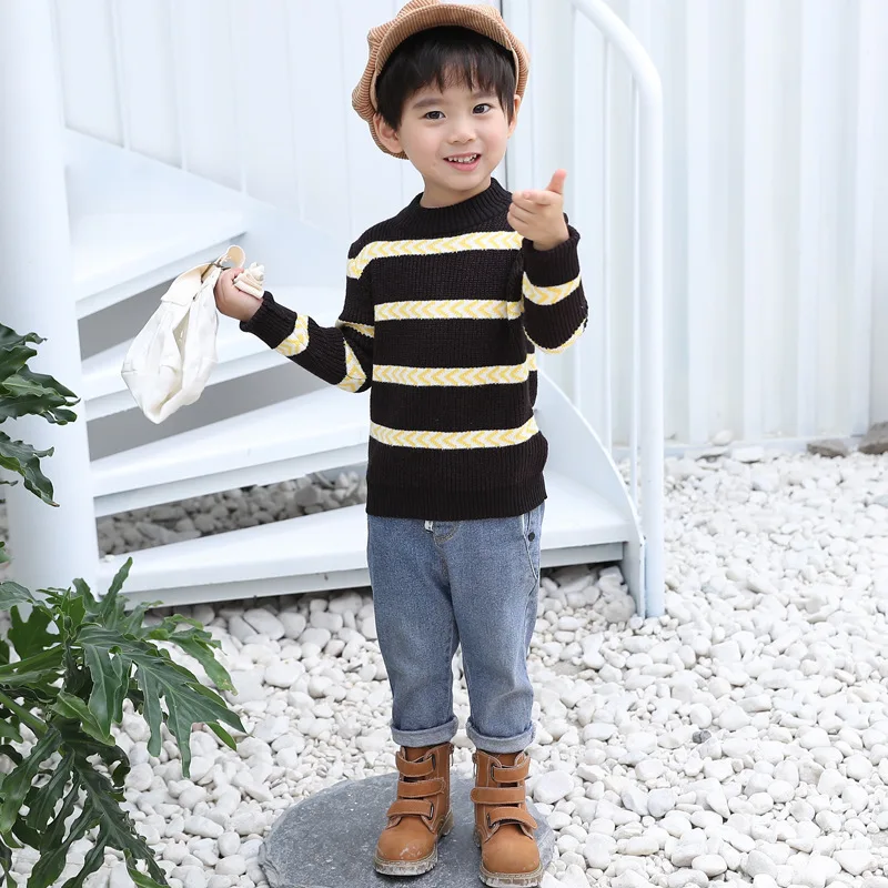 

Children's sweater 2021 autumn boys' two piece sweater baby's new denim Pullover