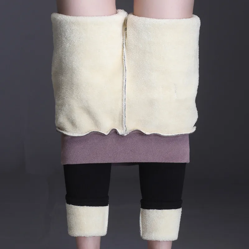

Флисовые штаны с высокой талией, женские Стрейчевые брюки-карандаш из овечьей шерсти, утепленные брюки-карандаш 2020, зимние теплые обтягиваю...