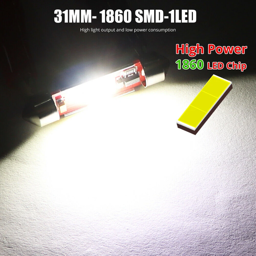 2шт 31 мм Festoon C5W светодиодный светильник 1860 SMD белый 6000K внутренний Купол Карта