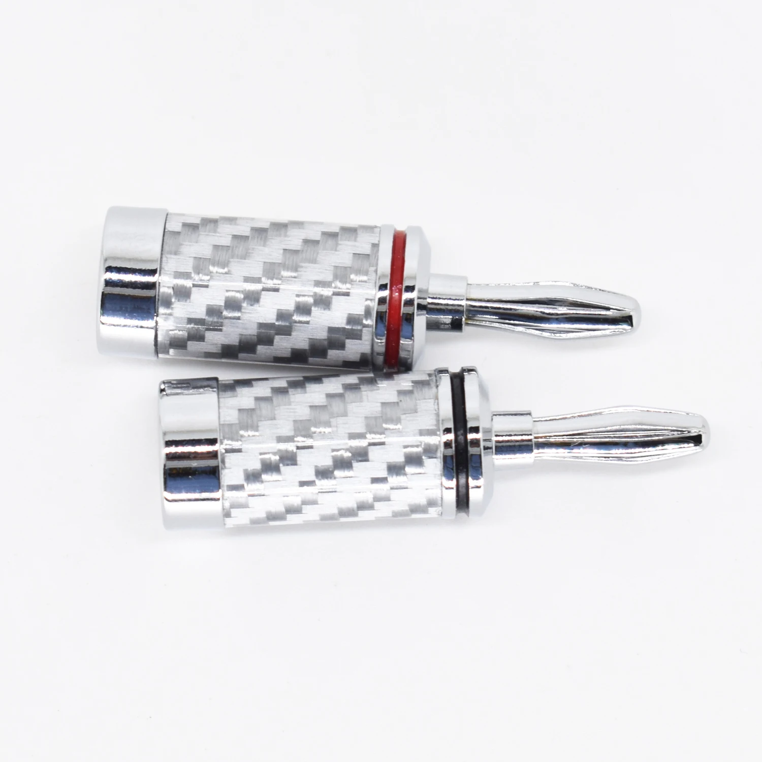 8pcs Rhodium 4mm Banana Plug Male Speaker Audio Connector Carbon Fiber Tube | Электроника