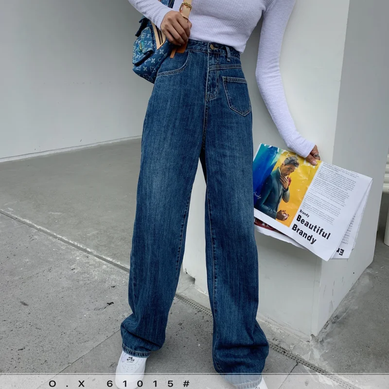 

Y2k Korean Fashion Style 2021 Women Jeans Pants Women Autumn and Winter New Casual Loose High Waist Wide Leg Pants Ladies Jeans