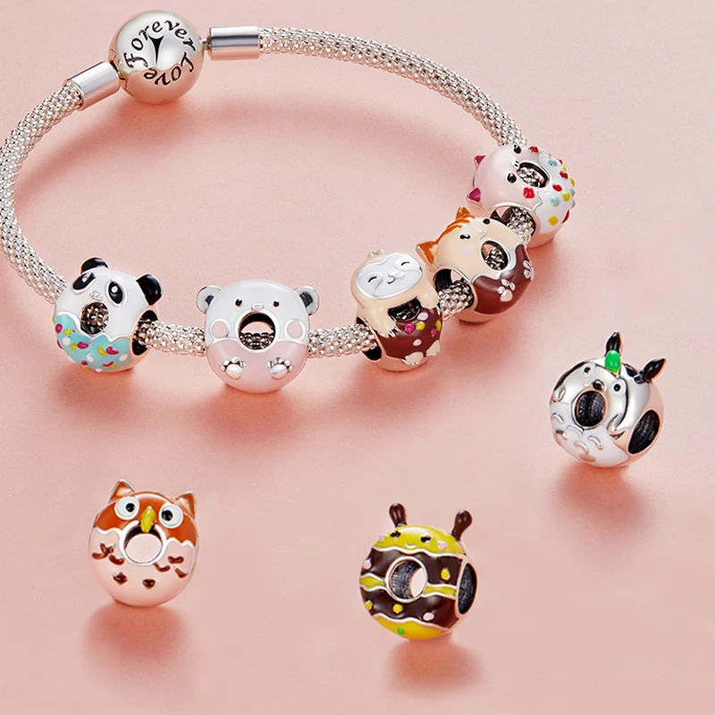 

WOSTU 925 Sterling Silver Cartoon Animals Series Panda Charm Little Bee Bead Pendant Fit Original Bracelet Necklace DIY Jewelry