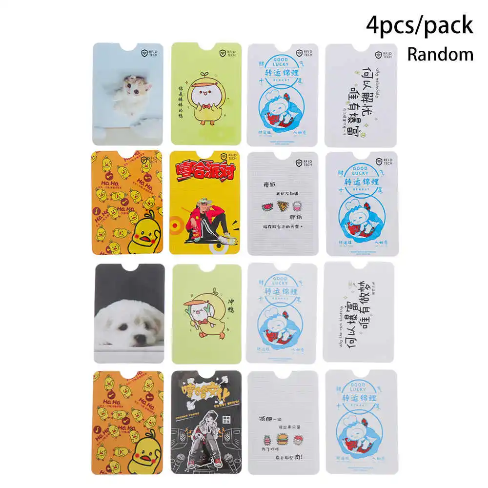 B-4pcs Random Send 4 шт./упак. милый узор RFID анти-дегаузсинг банк держатель карты футляр для удостоверения личности автобус крышка карты IC алюминиевая фольга сумка карта протектор - Цвет: B-4pcs Random Send