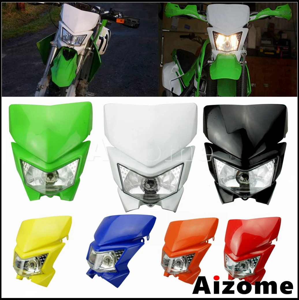 Универсальный Enduro Мотокросс фары 12V 35W Двойной Спорт Мотоцикл Белый головной