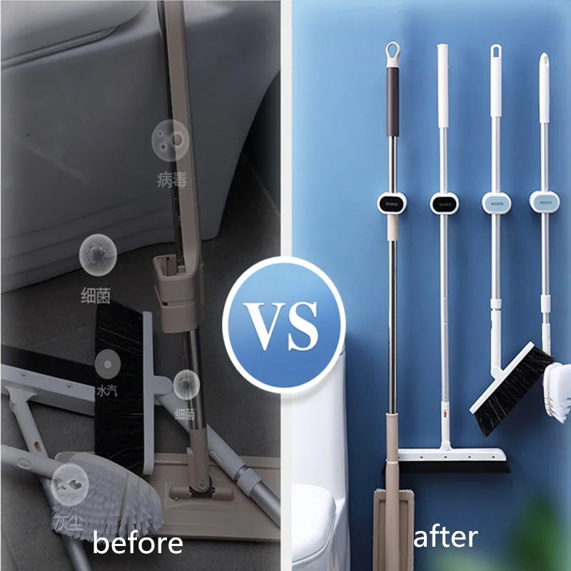 

Kitchen and Bathroom Accessories Organizer Mop Holder Wall Mounted Household Adhesive Storage Broom Hanger Brush Hook Racks