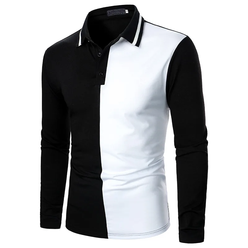 

Men's POLO Shirt Two-color Stitching Fashion Men's Long-sleeve POLO Men Clothing Designer Men Shirts Polo Shirt Men Oversize