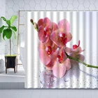 Розовые цветы орхидеи фаленопсиса занавеска для душа Цветочные растения элегантный художественный декор для ванной комнаты Ширма из полиэстера s наборы