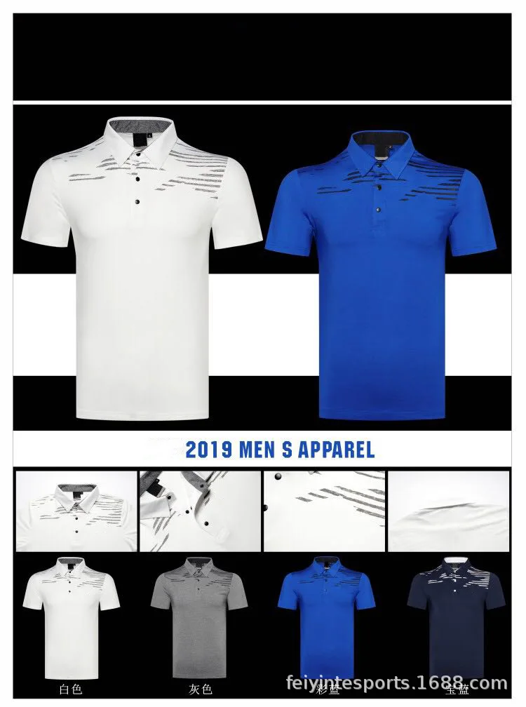 

2021 New Men's Golf clothing design OEM 4 color combination sport polo tee shirt with printing and button