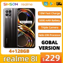 New Global Version realme 8i Smartphone 4GB 128GB MediaTek Helio G96 Android Cellphone 5000mAh 18W Fast Charge