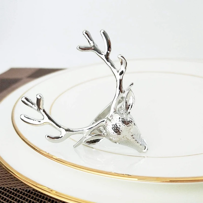 

Deer Head Napkin Buckle Christmas Deer Napkin Ring Hotel Decoration Napkin Ring for Christmas,Holiday Parties,Wedding