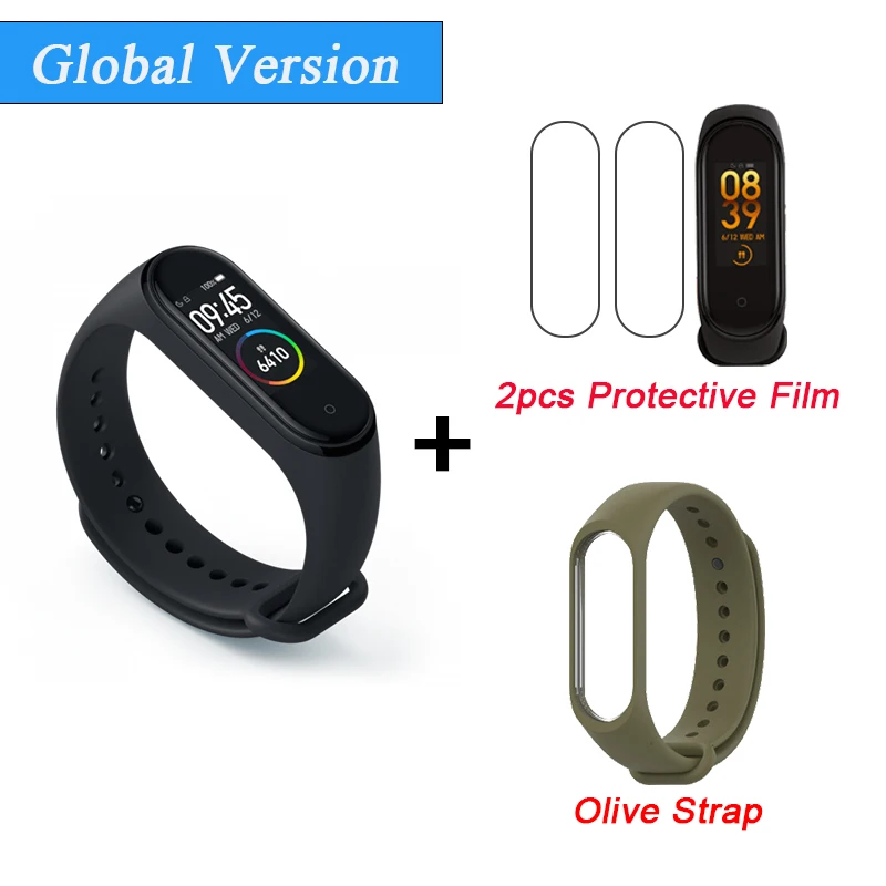 CE Add 2Film Olive Xiaomi mi Band 4 Smart mi band 4 водонепроницаемый пульсометр фитнес 135 мАч Bluetooth 5,0 50 м цветной экран - Цвет: CE Add 2Film Olive