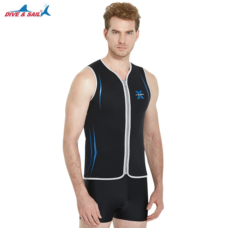 

DIVE&SAIL Men Scuba Diving Vest Sleeveless Jacket Tops High Elastic 3mm Neoprene Inside Keep Warm Wetsuit Swimwear Swimsuit NEW