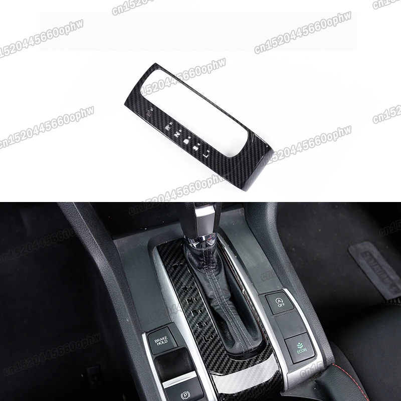 carbon fiber Car Gear shift Panel Chrome Trim for Honda Civic 2016 2017 2018 10th Interior type r Auto Styling 2019 2020 2021 | Автомобили