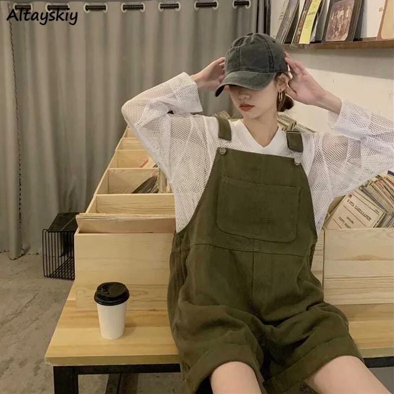 

Retro Denim Rompers Women High Waist Solid Wide Leg Trousers Female Summer Casual Cuffs All-match Playsuits Streetwear Baggy BF