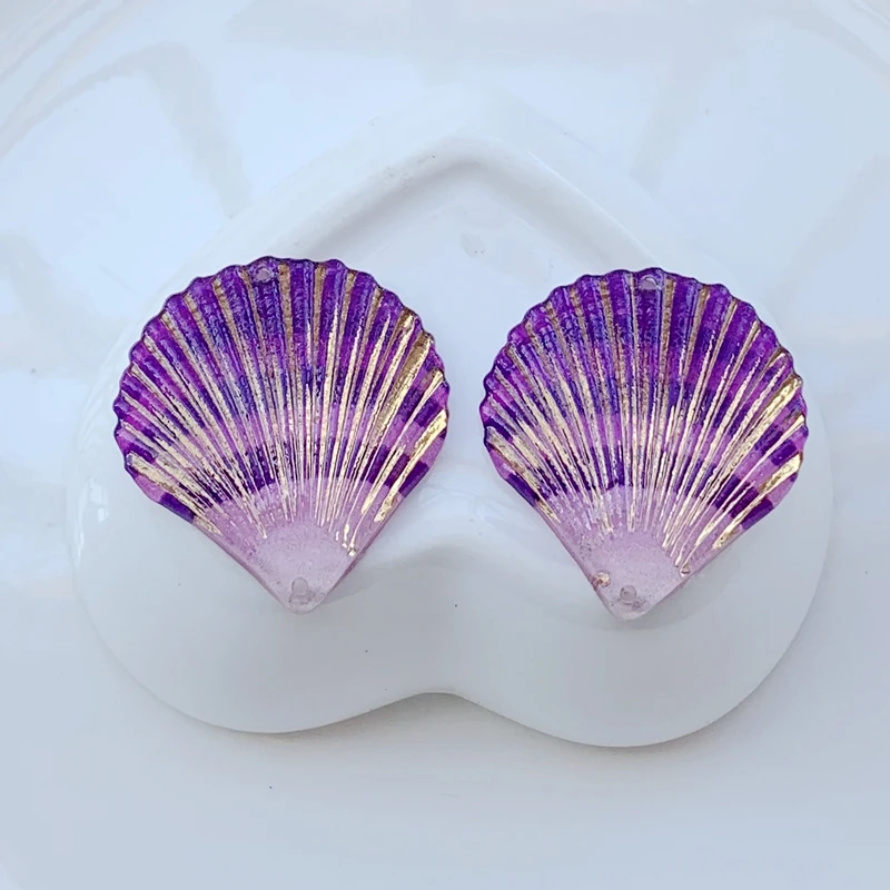 

Wholesale DIY Rainbow Shell shape Flatback Rhinestones Resin Sew-on Crystals Stones Beads DIY Sewing For Clothes 32*35mm 60pcs