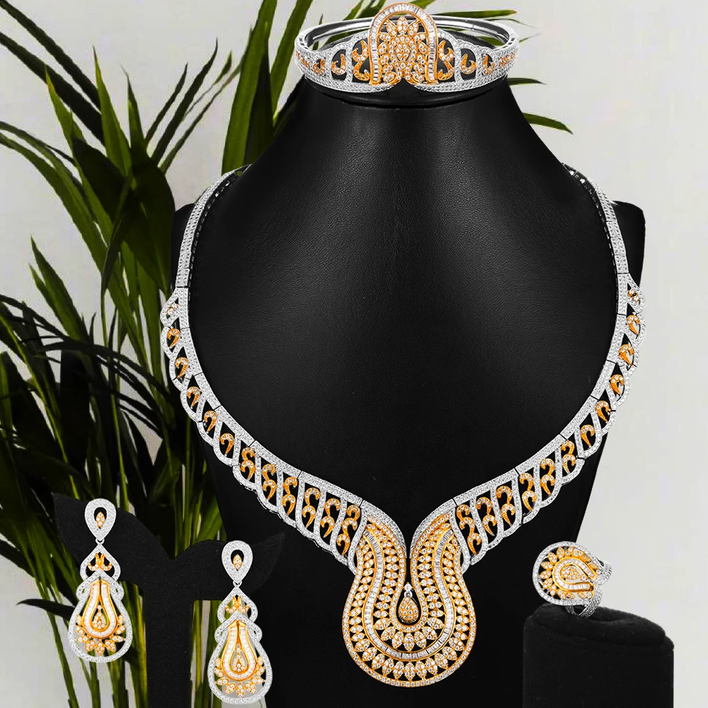 

Missvikki 4 шт. роскошное женское геометрическое ожерелье, кольцо, незаменимые аксессуары, модный набор ювелирных изделий с супердизайнерским к...