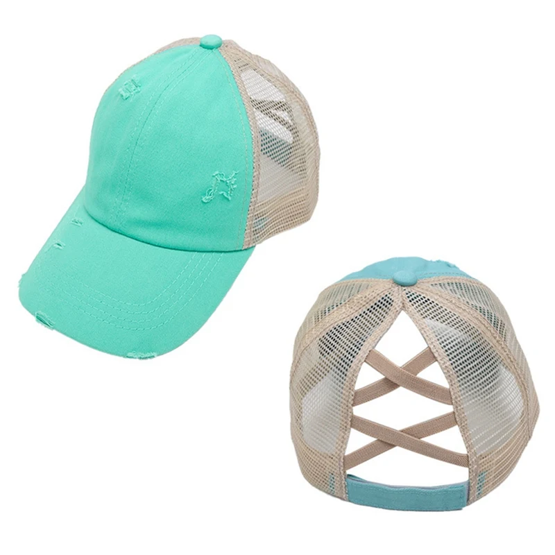 2020 Ponytail Baseball Cap Messy Bun Hats For Women Washed Cotton Snapback Caps Casual Summer Sun Visor Outdoor Hat