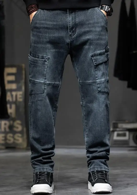 Men's Jeans Mens Loose Baggy Jeans Denim Pants Men Cargo Trousers Mens Bottoms Multi-pocket Jeans Oversize Size 28-44