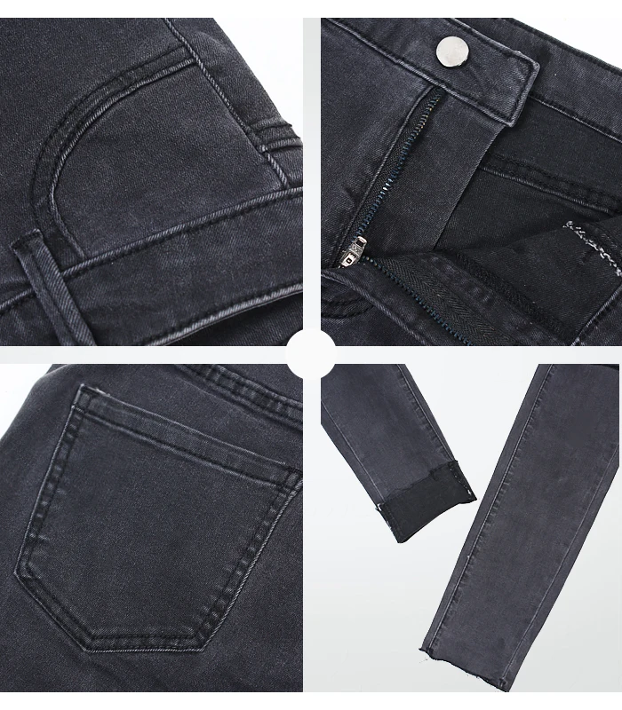 2232 Youaxon Новые Темно серые рваные джинсы европейского размера женские эластичные