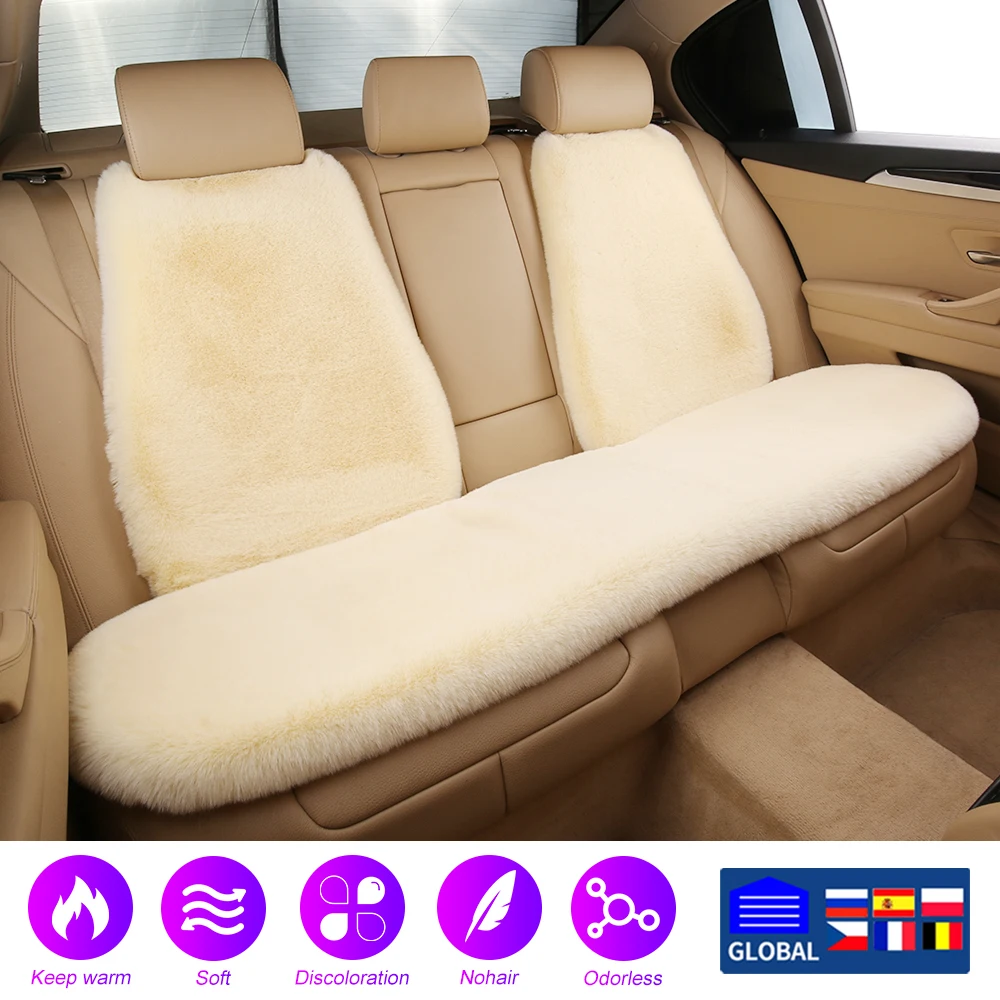 Winter Soft Warm Car Fur Seat Cover Universal Fit Plush Seat Cushion For Fuzzy Car Seat Pads Cushion Cover Protector Sheepskin