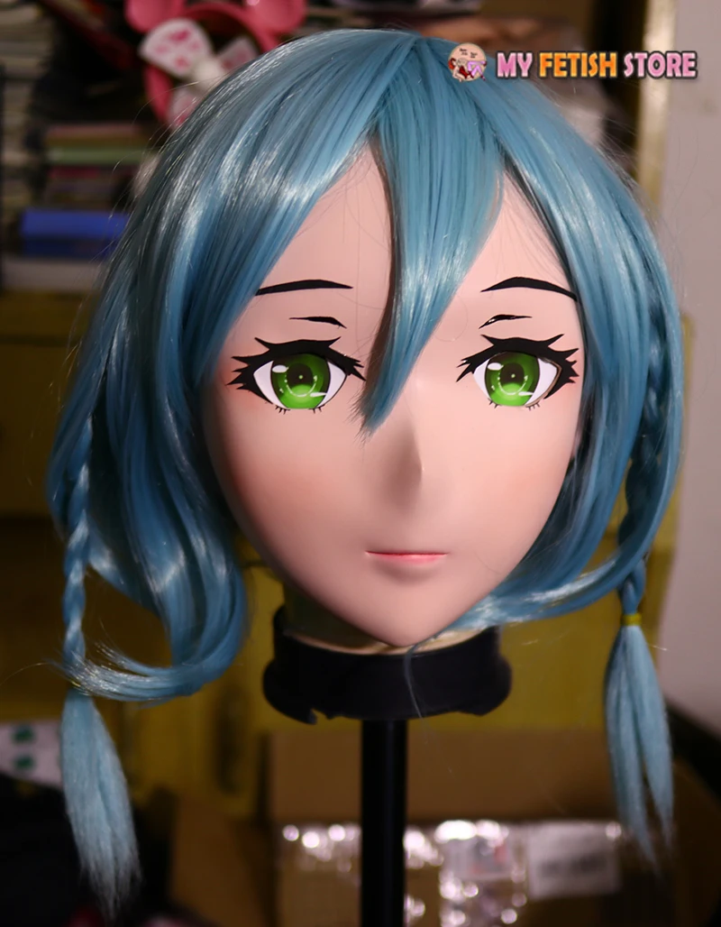 (KM1117) Handmade Female Resin Crossdress Sweet Girl Half Head Lolita Japanese Character Anime BJD Doll Cosplay Kigurumi Mask