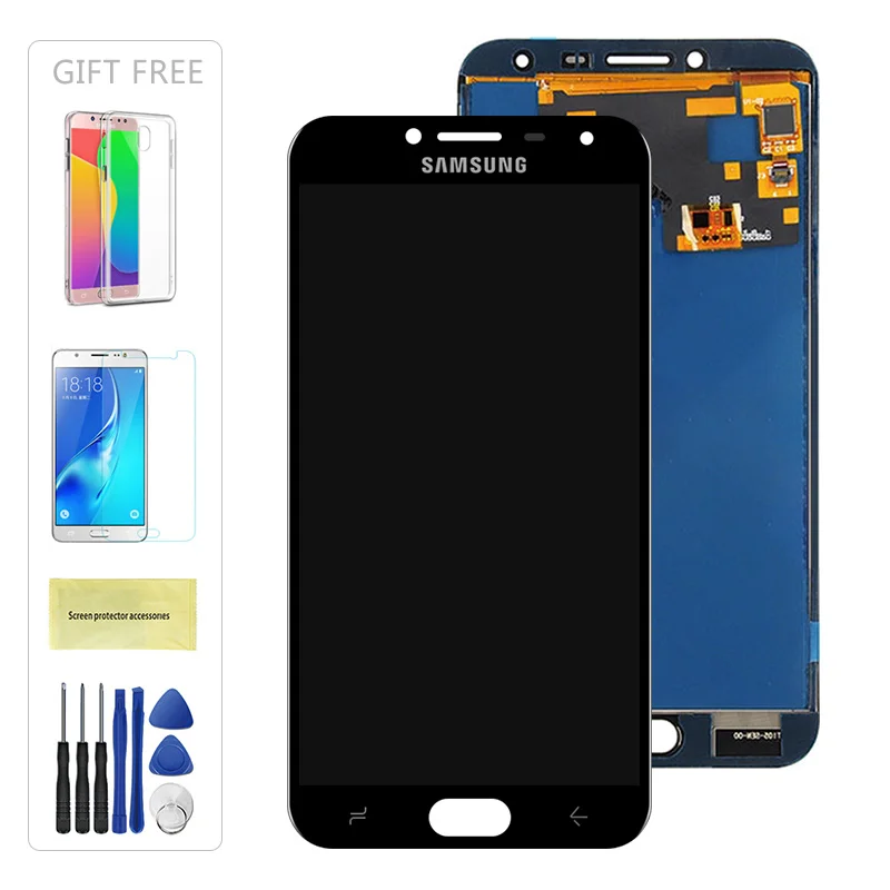 Регулировка яркости для samsung Galaxy J4 J400 J400F J400H J400M J400G/DS ЖК-дисплей сенсорный экран панель дигитайзер сборка - Цвет: Black Adjust