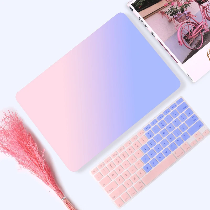 Пластиковый матовый розовый чехол для ноутбука Macbook Pro Air retina 11 12 13 15 дюйм чехол для клавиатуры защитный чехол для ноутбука чехол - Цвет: pink blue