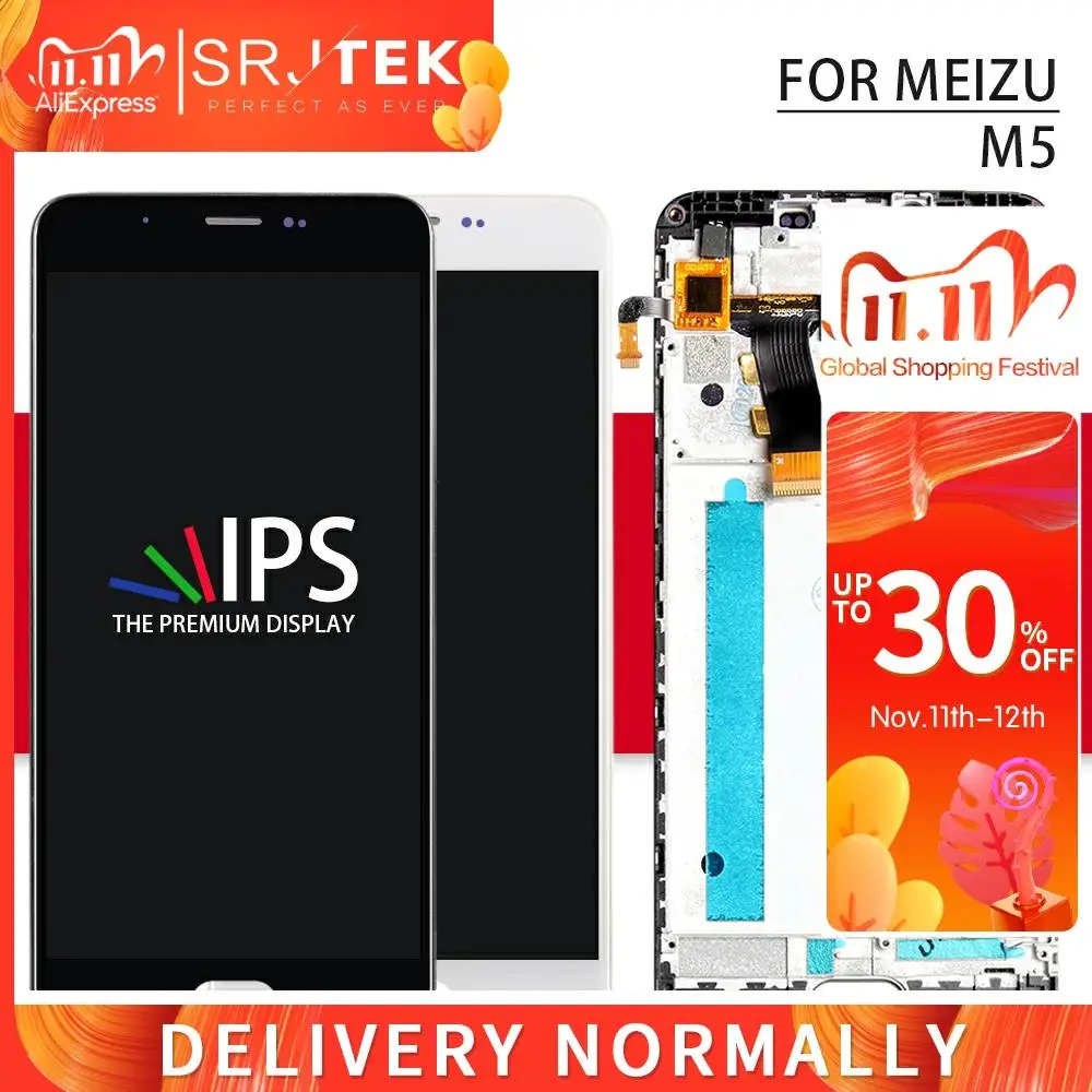 

ЖК-дисплей Srjtek для MEIZU M5, панель, сенсорный экран, дигитайзер, датчик, стекло, полная сборка/Рамка для M5 mini Meilan 5 M611A M611H