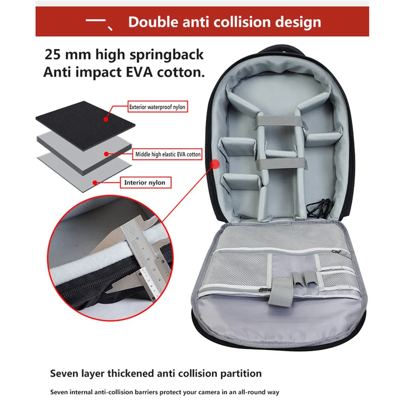 camera storage backpack usb interface charging slr handbag professional waterproof unisex valise for canon nikon free global shipping