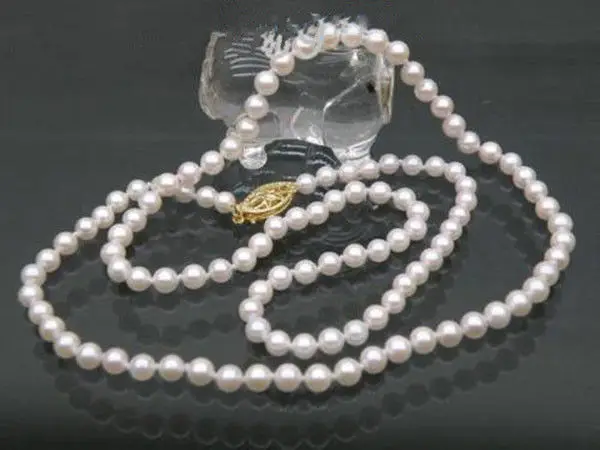 

AAA+++ 5.5mm perfect round white south sea pearls necklace 21" 14k/20 solid gold
