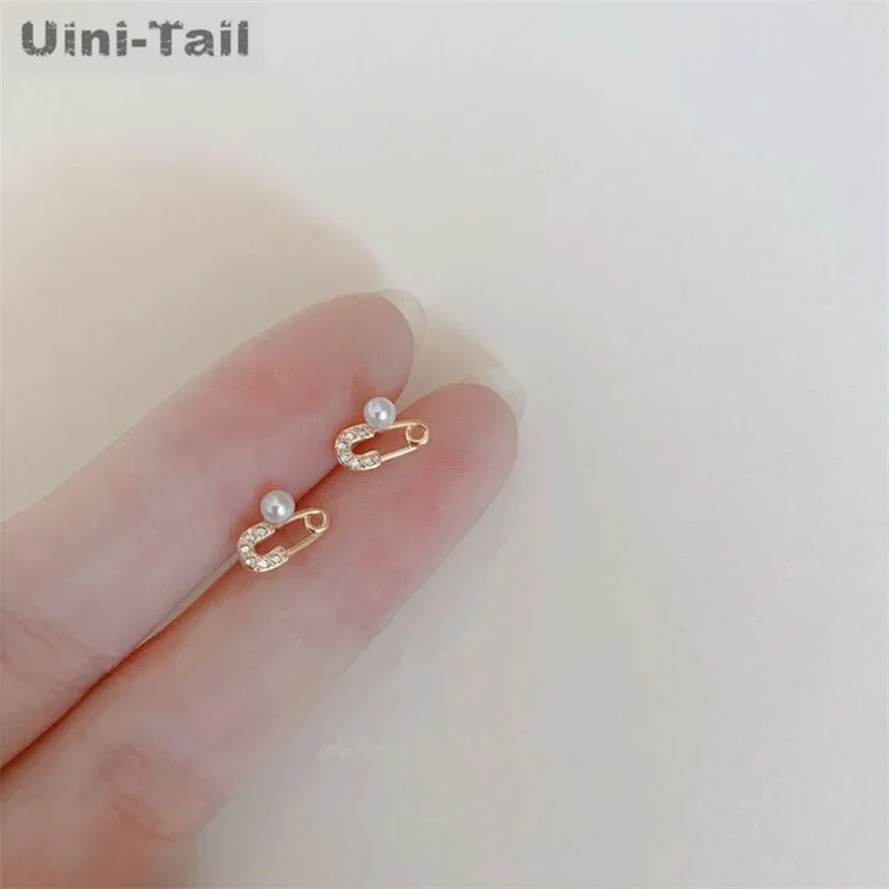 

Серьги Uini-Tail из стерлингового серебра 925 пробы с микроинкрустированными жемчужинами, простые компактные динамические трендовые изысканные...