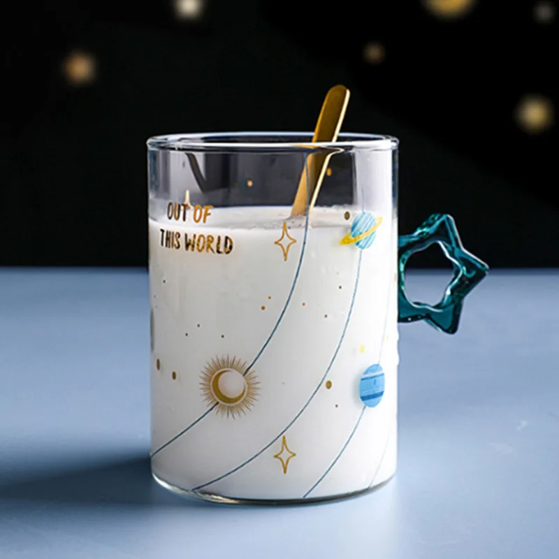 New 400mL/480mL/700mL Glass Cartoon Space Tea Cup Teapot with Filter Cold Water Kettle Heat Resistant Milk Mug Gift for Children | Дом и сад