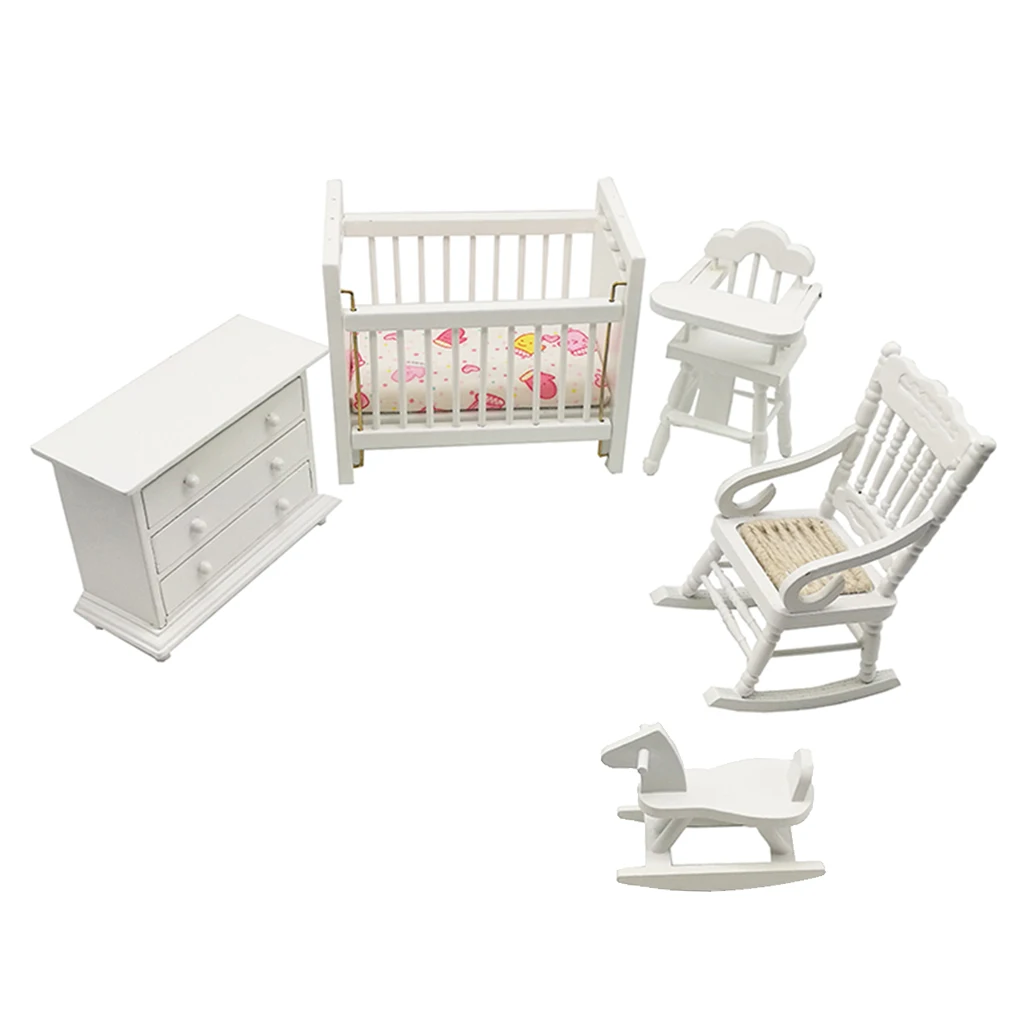 

5 Set of Children's Room Furniture Miniature Wooden Toy Furniture