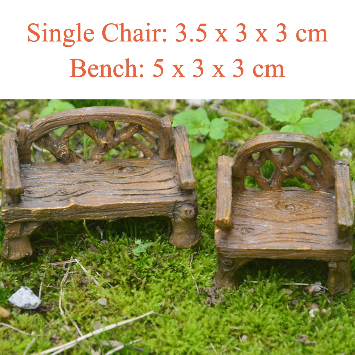 

1 Pair Park Chair Figurines Fairy Doll House Miniature Bench Micro Landscape Succulent Bonsai DIY Craft Home Decor Accessories