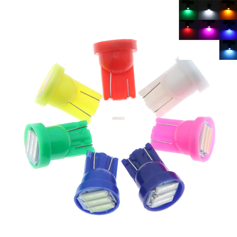 10X T10 3 SMD 7014 светодиодный 3SMD 7020 1 Вт белого и синего цвета красный зеленый желтый W5W