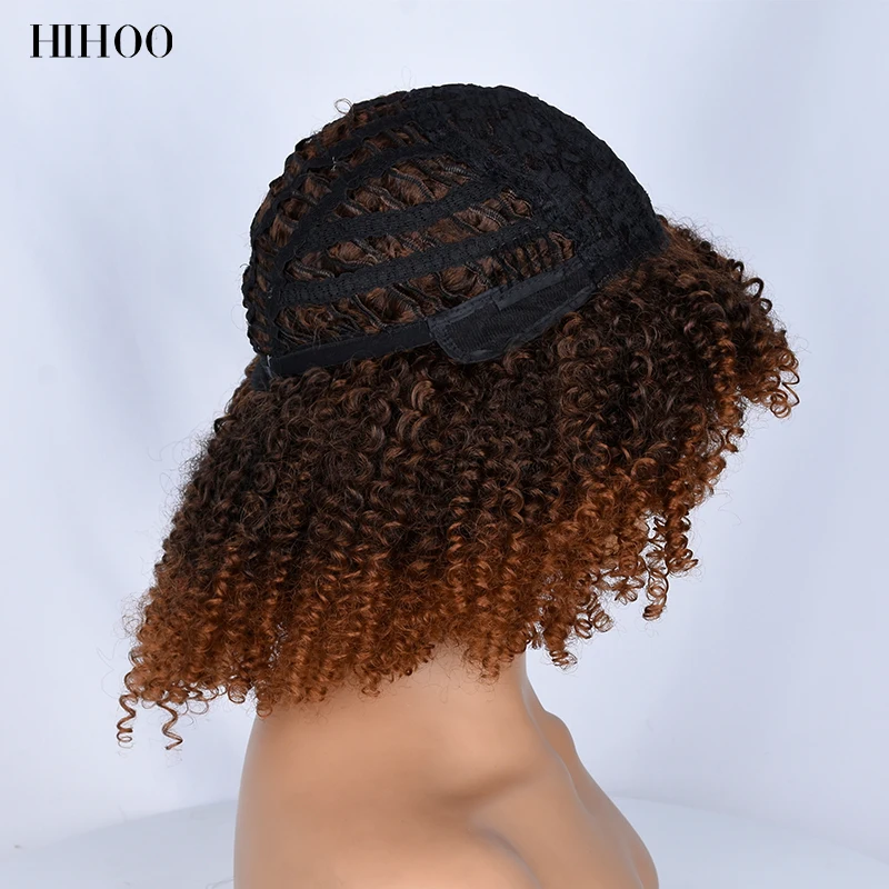 Афро кудрявые вьющиеся парики с короткими волосами и челкой для чернокожих