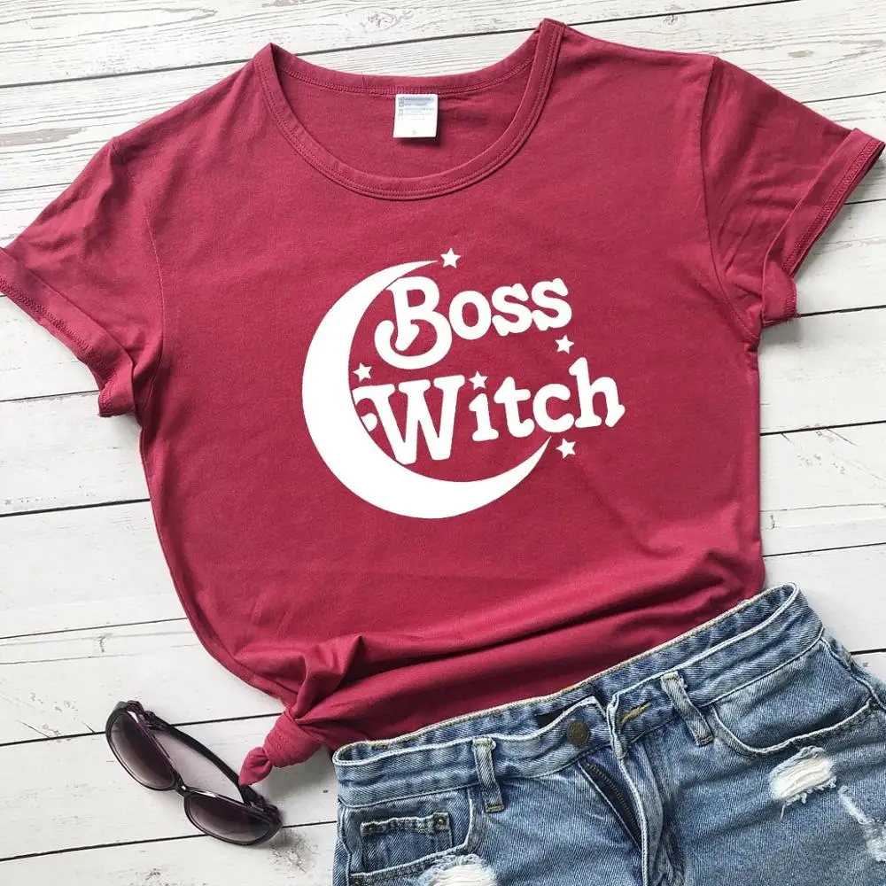 Женская футболка из чистого хлопка Witch graphic повседневная хипстерская в стиле